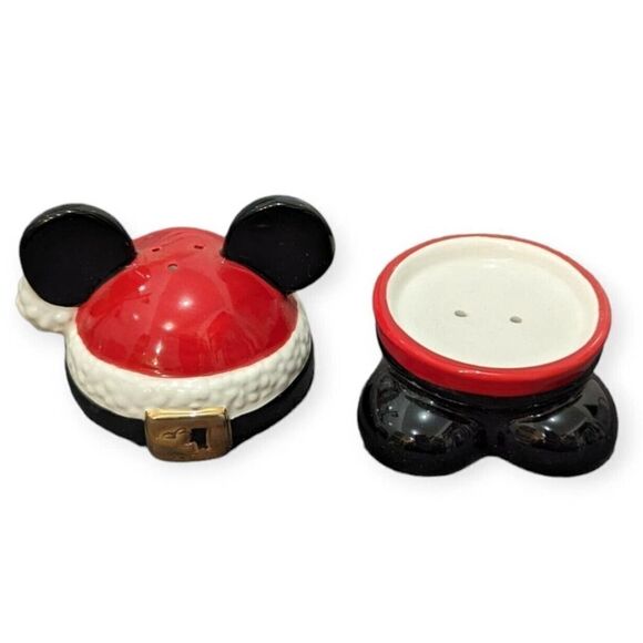 DISNEY PARK HOLIDAY COLLECTION SANTA MICKEY MOUSE SALT PEPPER SHAKER SET H - Picture 2 of 6